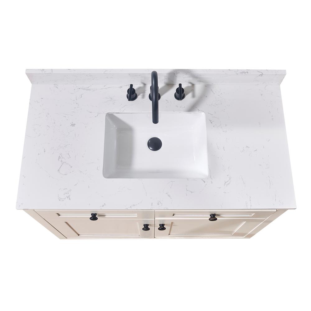 43. in Composite Stone Vanity Top in Aosta White with White Sink. Picture 5