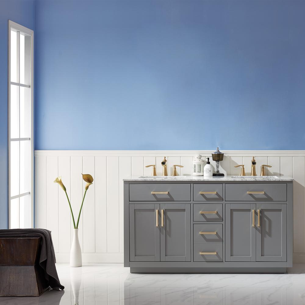 60" Double Bathroom Vanity Set in Gray without Mirror. Picture 9