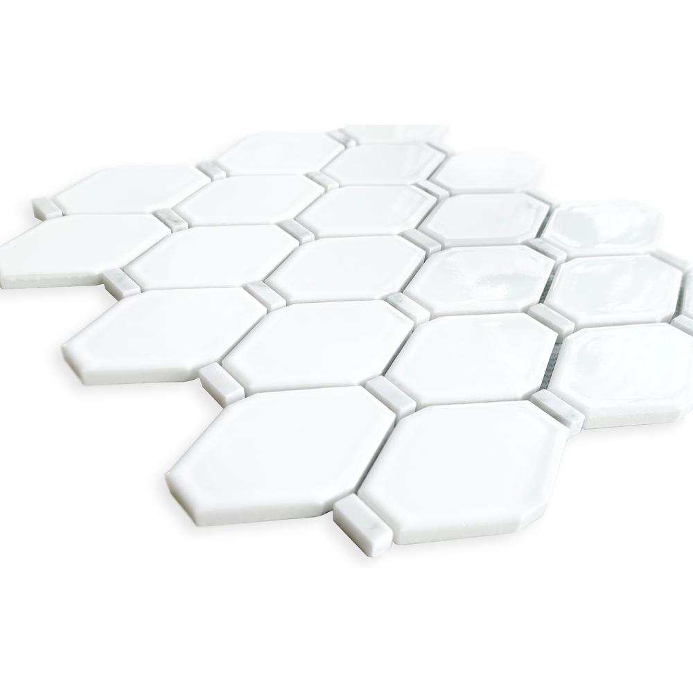 Badajoz 11.5” x 10.94” Honeycomb Glass Mosaic Floor and Wall Tile. Picture 2