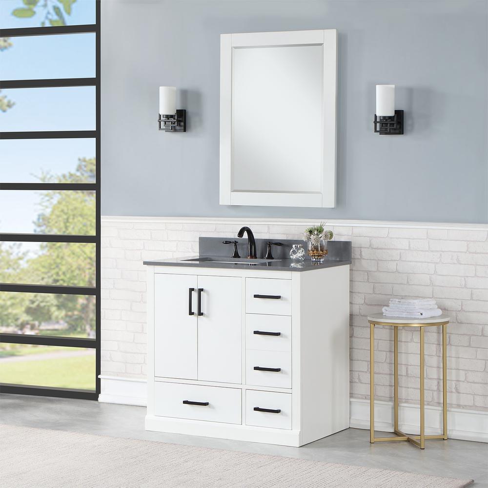 36" Single Bathroom Vanity Set in White with Mirror. Picture 6