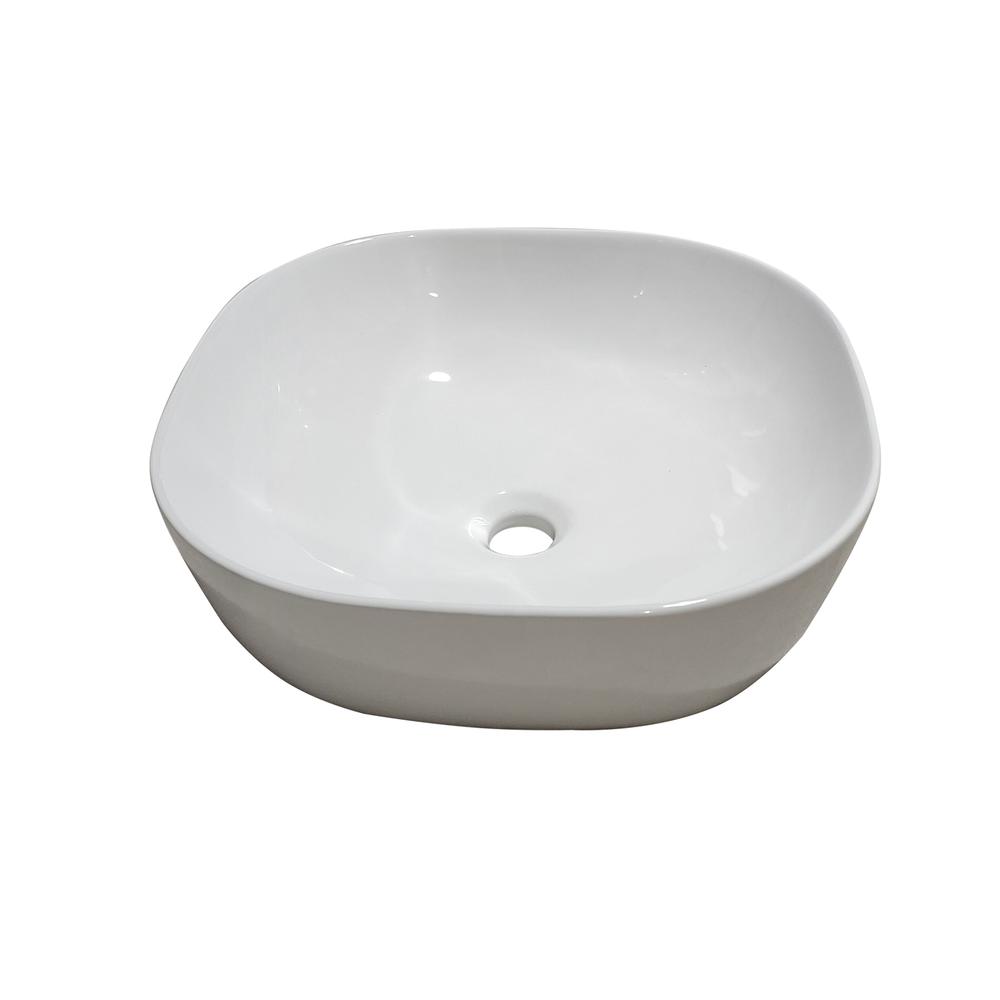 16 in. Square White Finish Ceramic Bathroom Vanity Sink. Picture 3