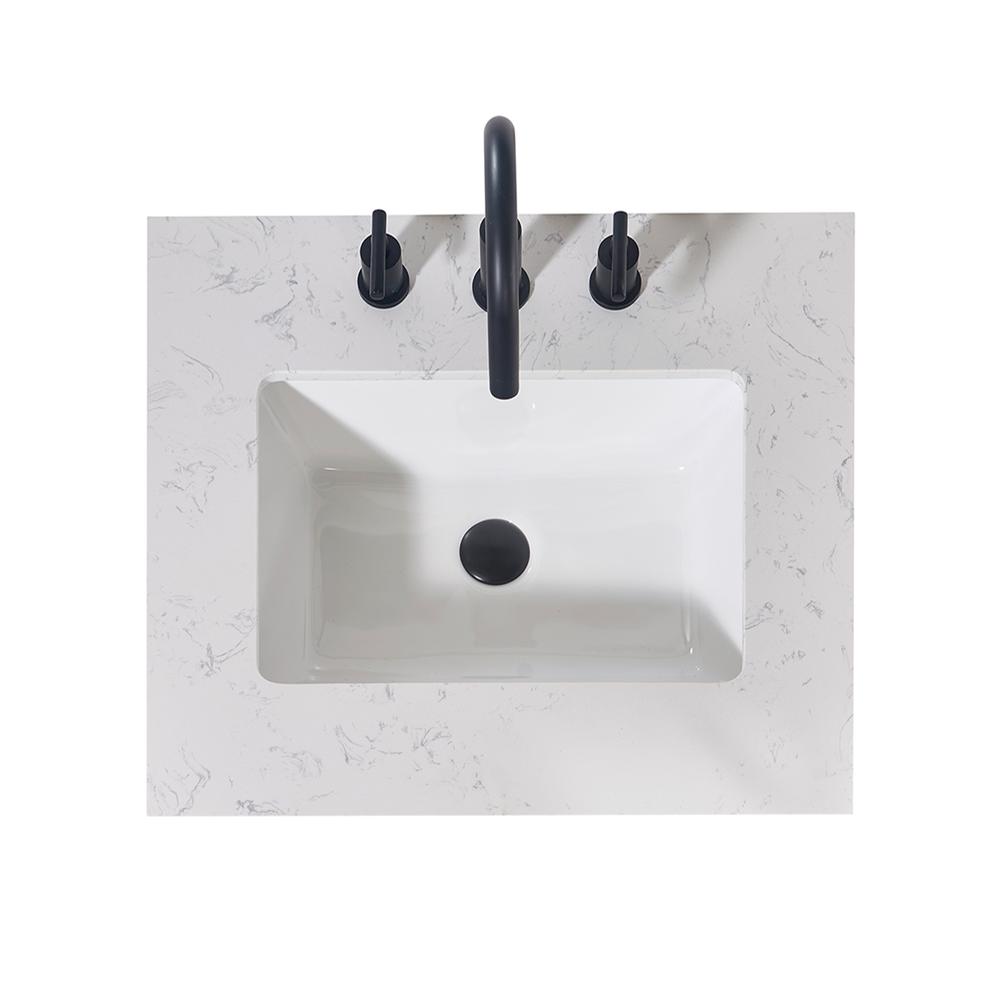 24. in Composite Stone Vanity Top in Aosta White Apron with White Sink. Picture 1