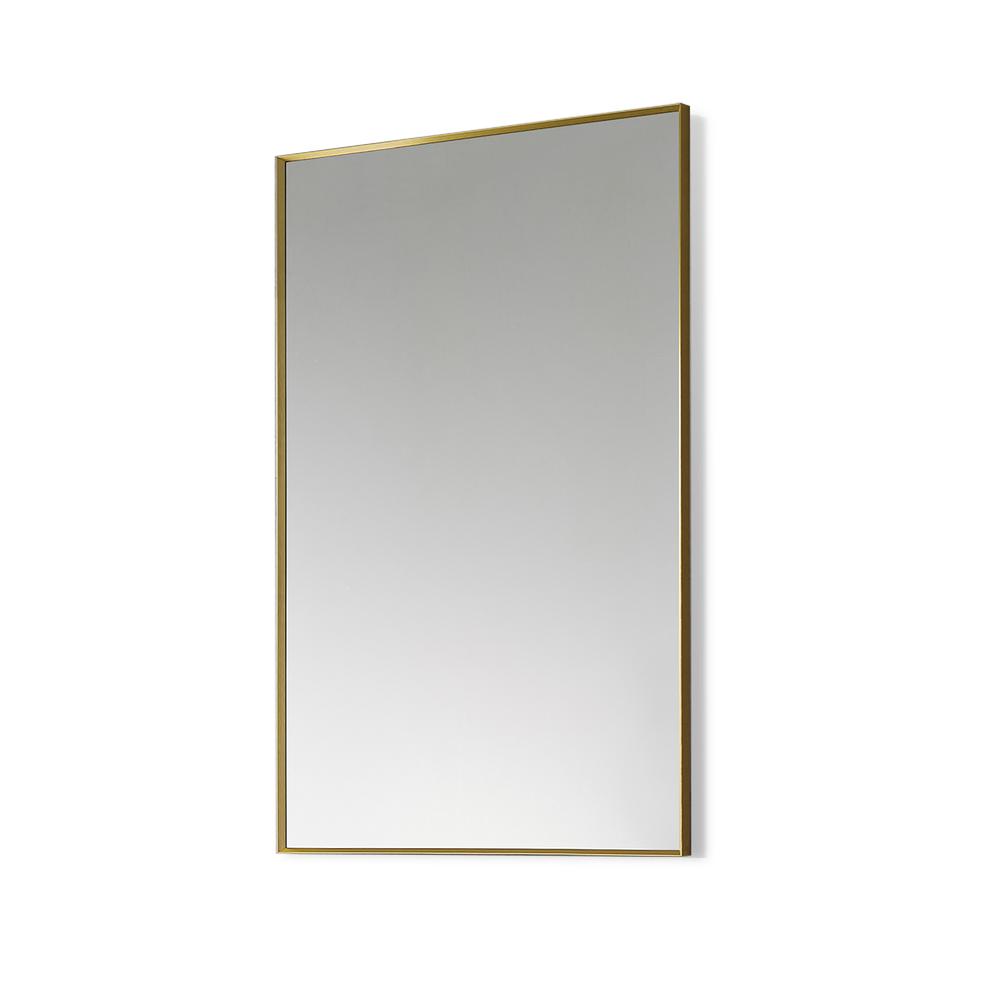 Sassi 24" Rectangle Bathroom/Vanity Brushed Gold Aluminum Framed Wall Mirror. Picture 2