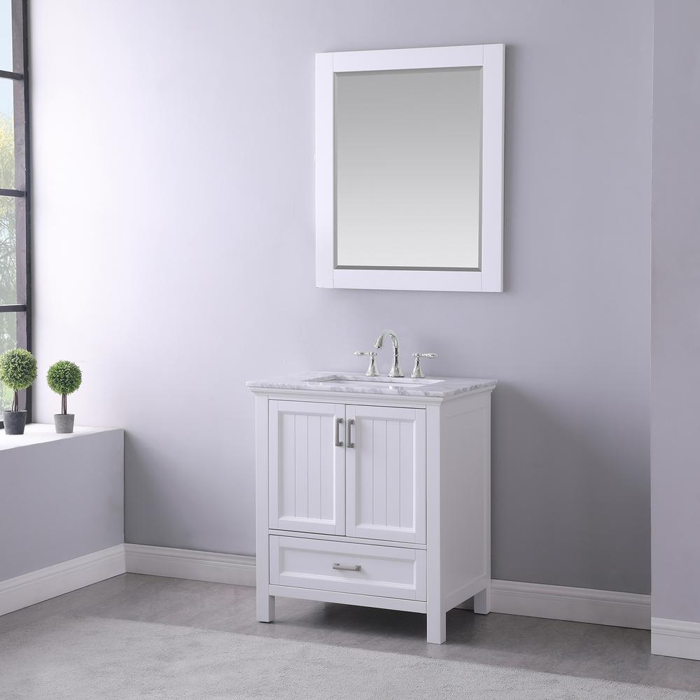 30" Single Bathroom Vanity Set in White with Mirror. Picture 5