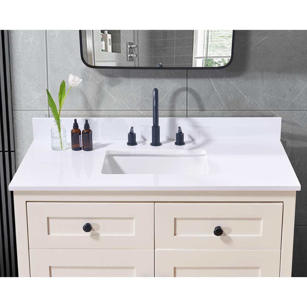 43. in Composite Stone Vanity Top in Snow White with White Sink. Picture 6