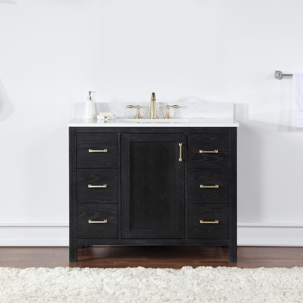 42" Single Bathroom Vanity Set in Black Oak without Mirror. Picture 3