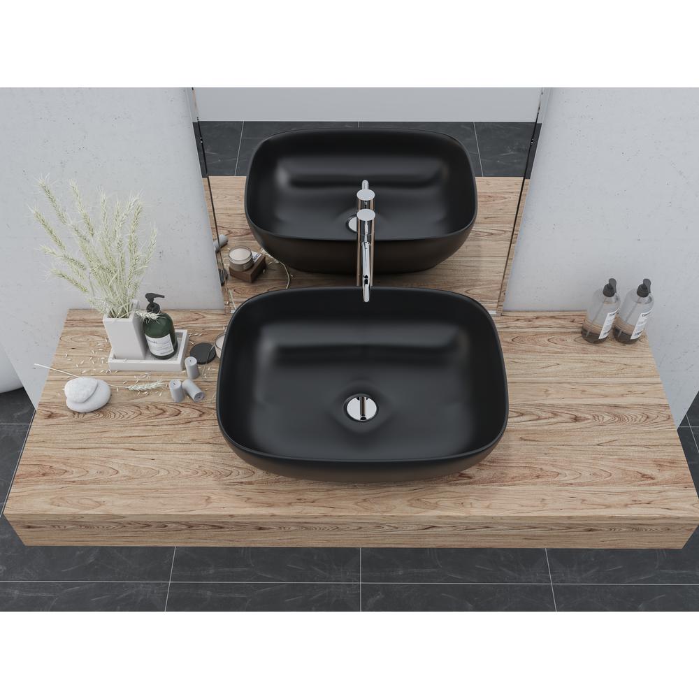 20 in. Oval Black
 Finish Ceramic Vessel Bathroom Vanity Sink. Picture 11