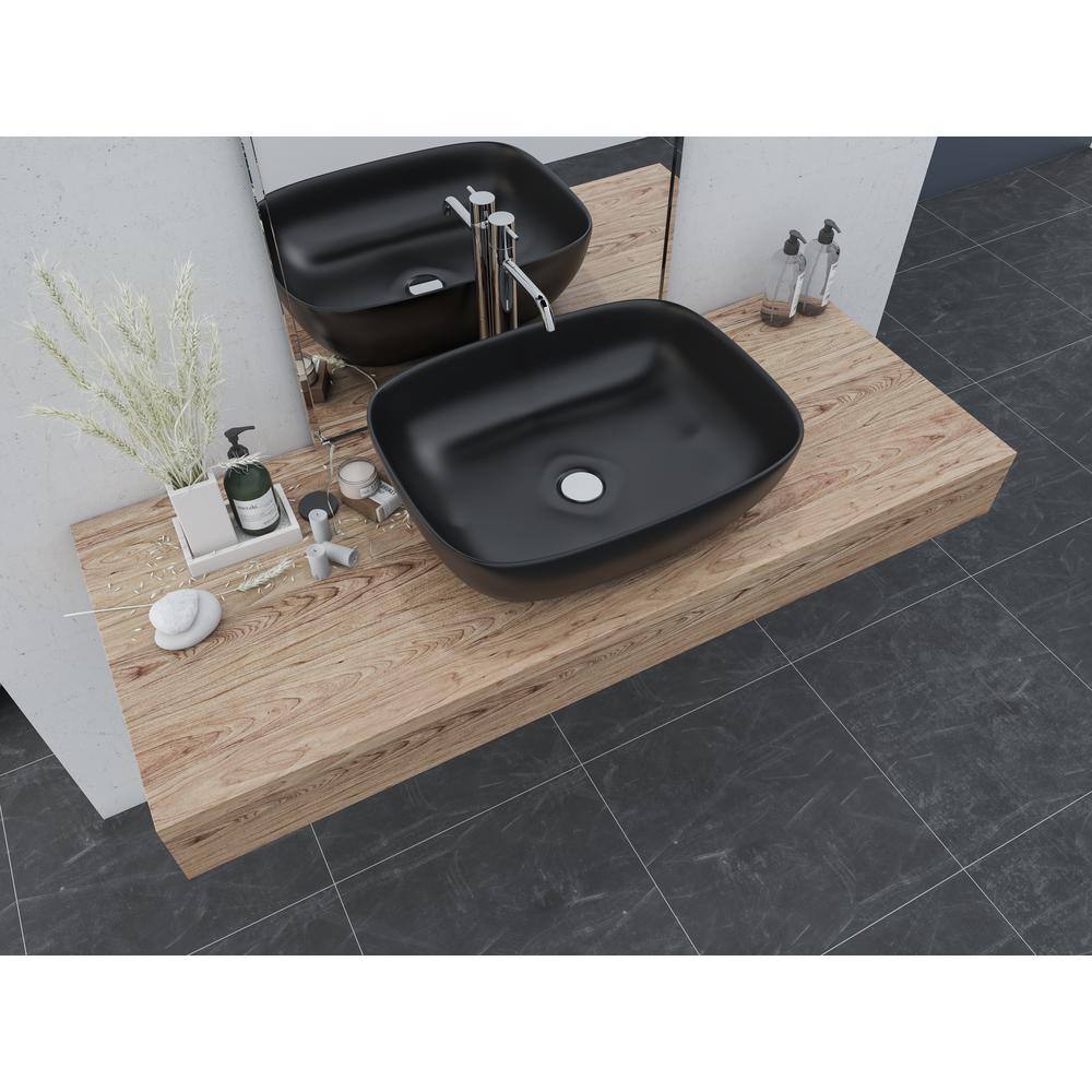 20 in. Oval Black
 Finish Ceramic Vessel Bathroom Vanity Sink. Picture 16