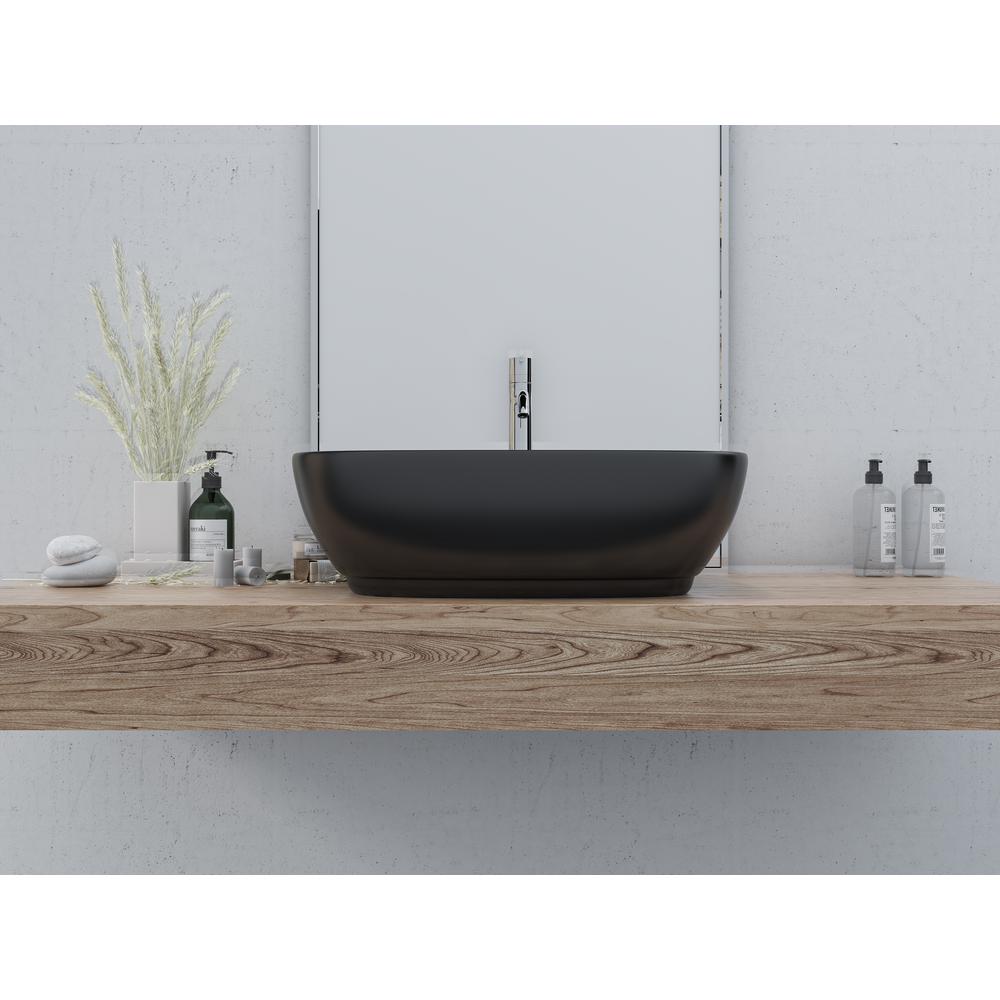 20 in. Oval Black
 Finish Ceramic Vessel Bathroom Vanity Sink. Picture 18