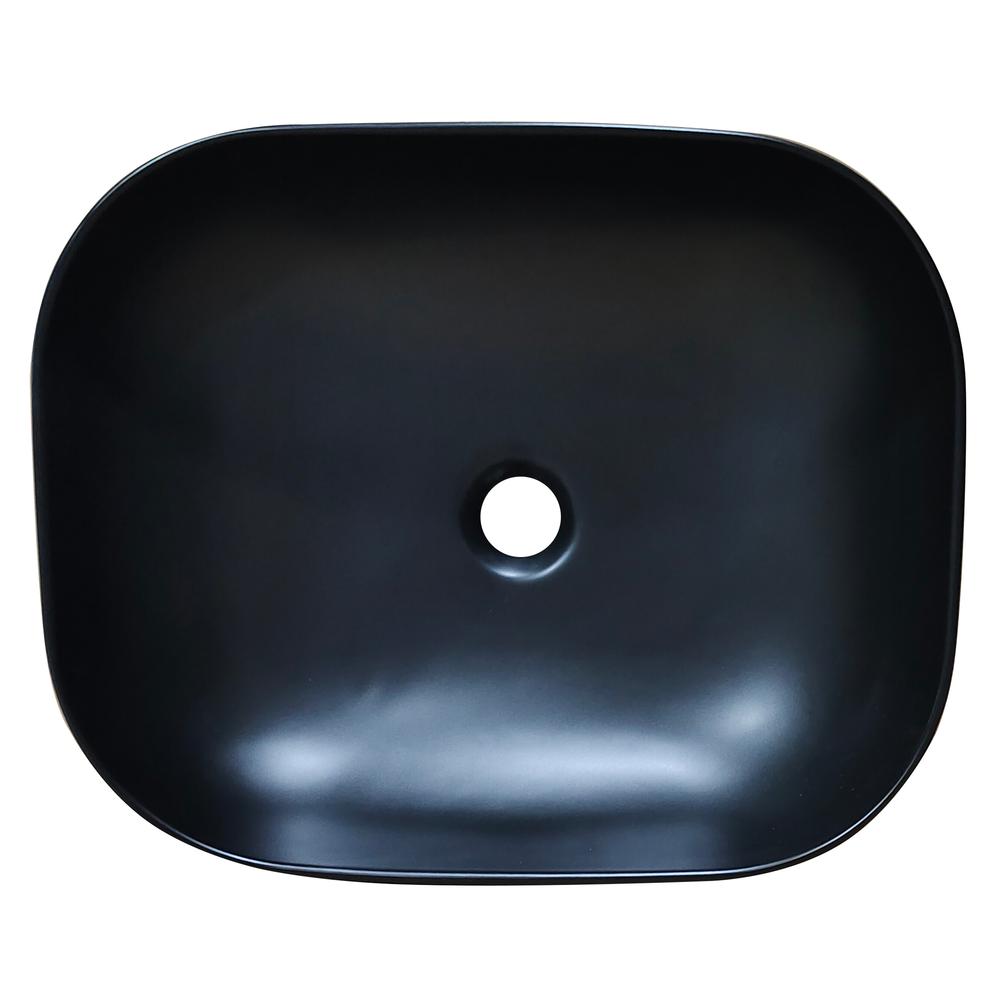 20 in. Oval Black
 Finish Ceramic Vessel Bathroom Vanity Sink. Picture 12