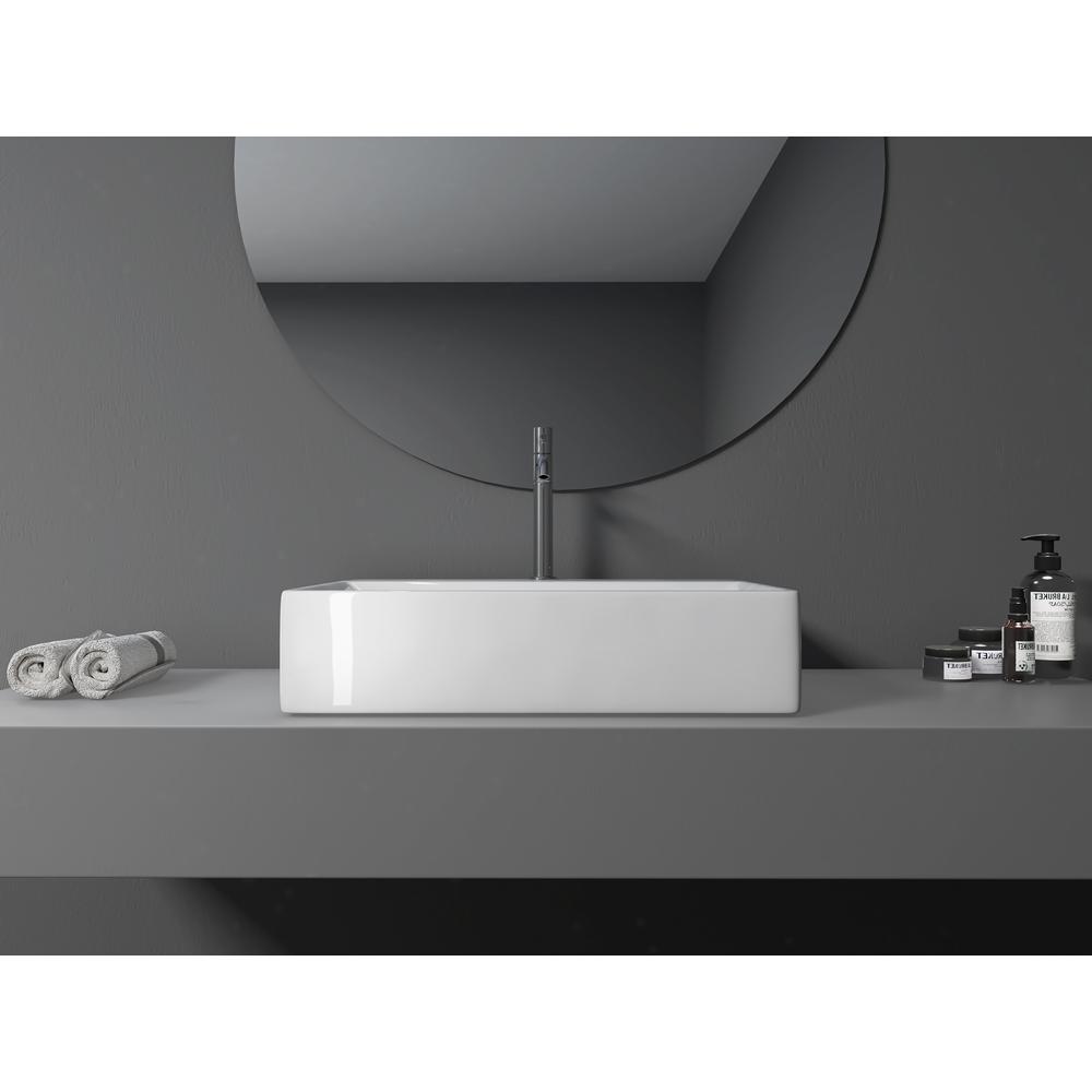 24 in. Rectangle White Finish Ceramic Vessel Bathroom Vanity Sink with Overflow. Picture 17