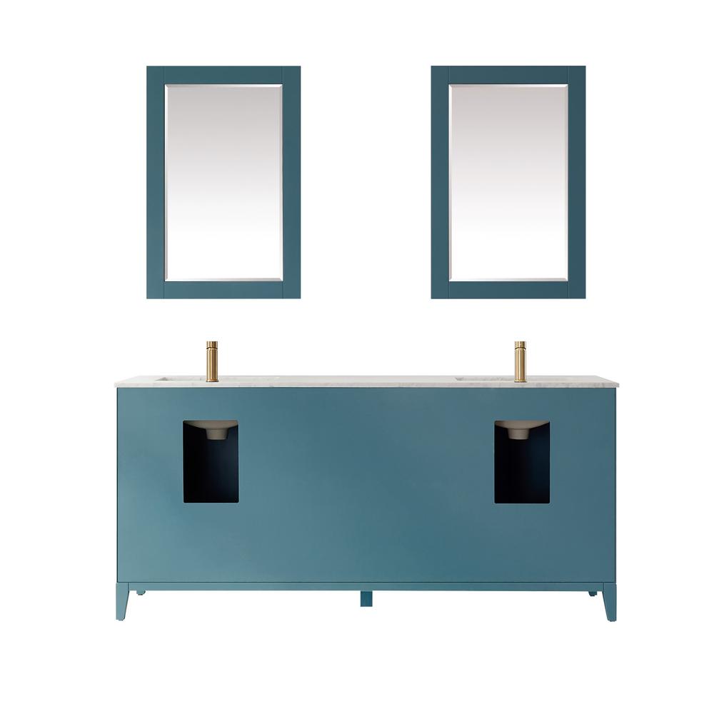 72" Double Bathroom Vanity Set in Royal Green with Mirror. Picture 2