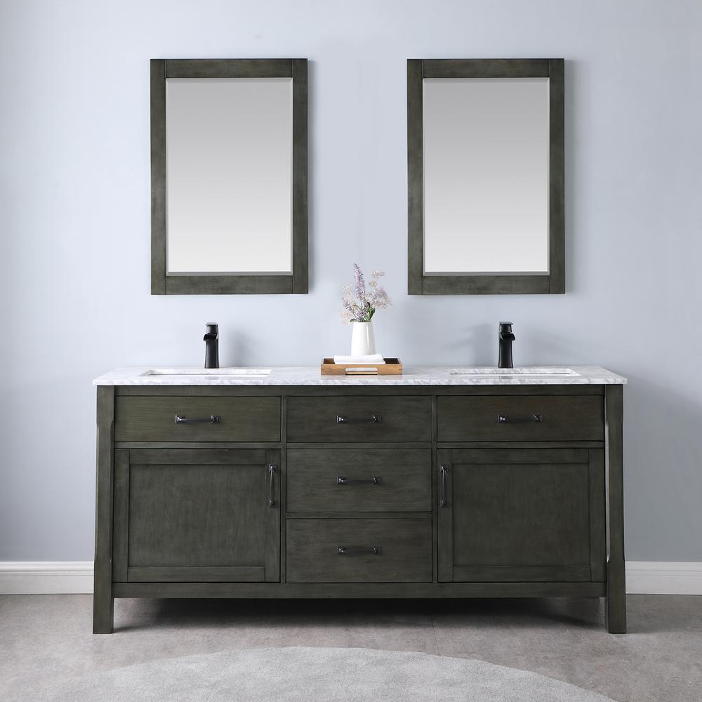 72" Double Bathroom Vanity Set in Rust Black without Mirror. Picture 10