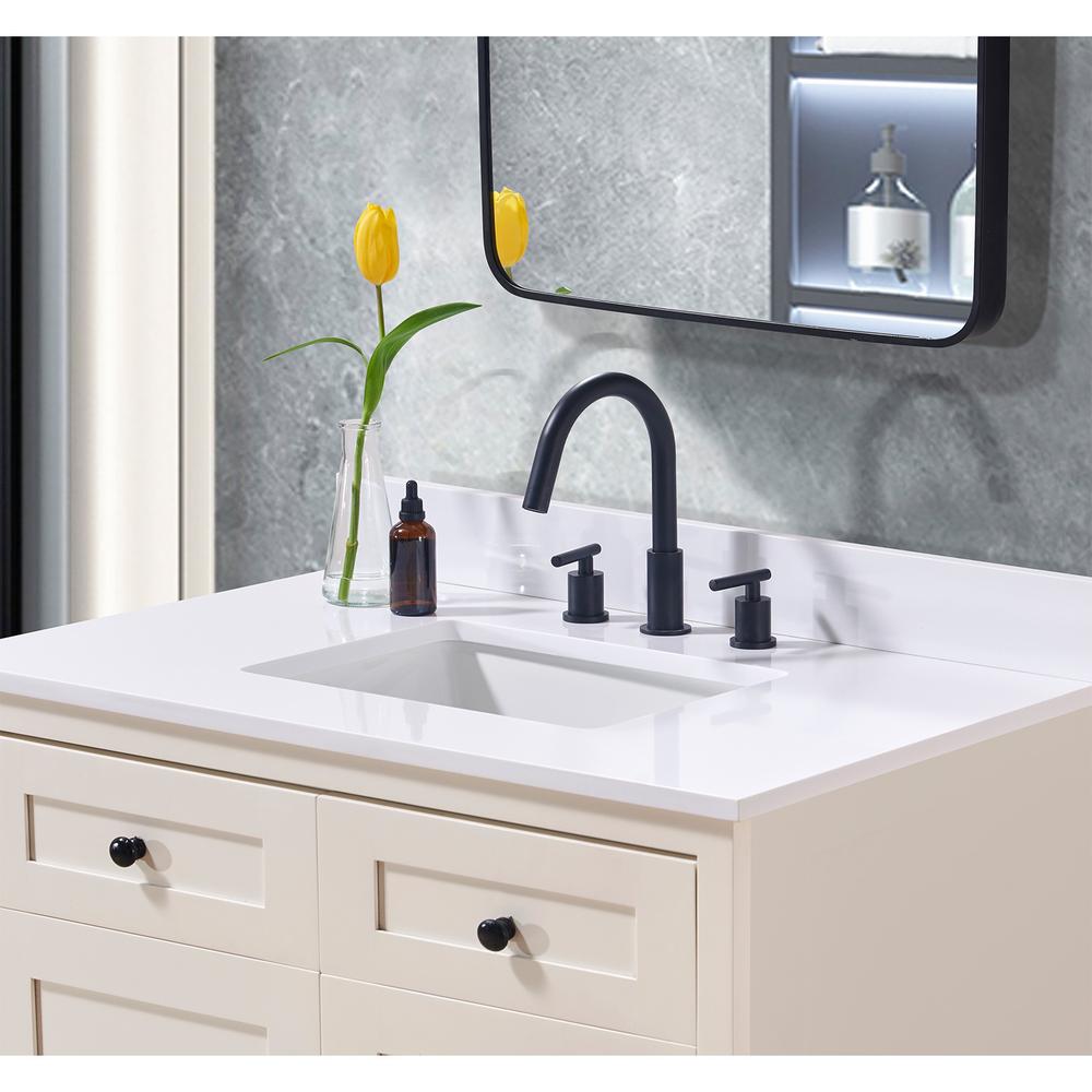 37. in Composite Stone Vanity Top in Snow White with White Sink. Picture 7