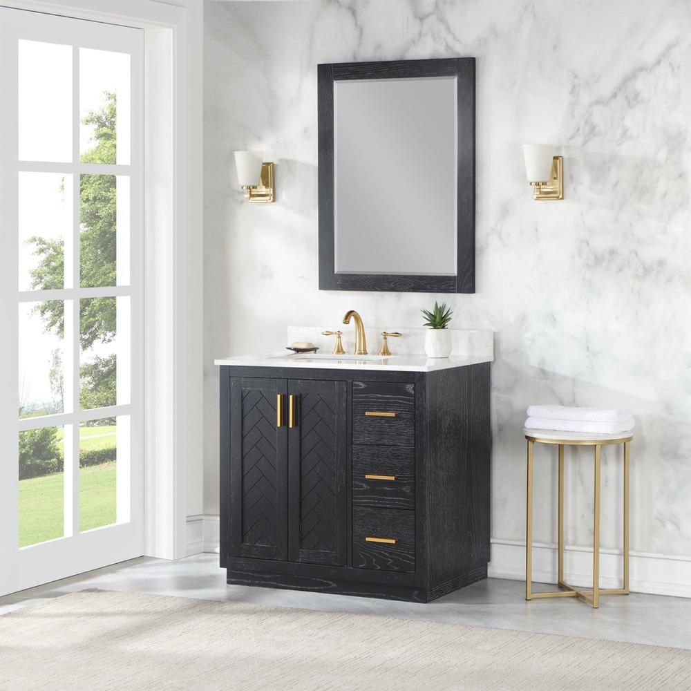36" Single Bathroom Vanity Set in Black Oak with Mirror. Picture 4