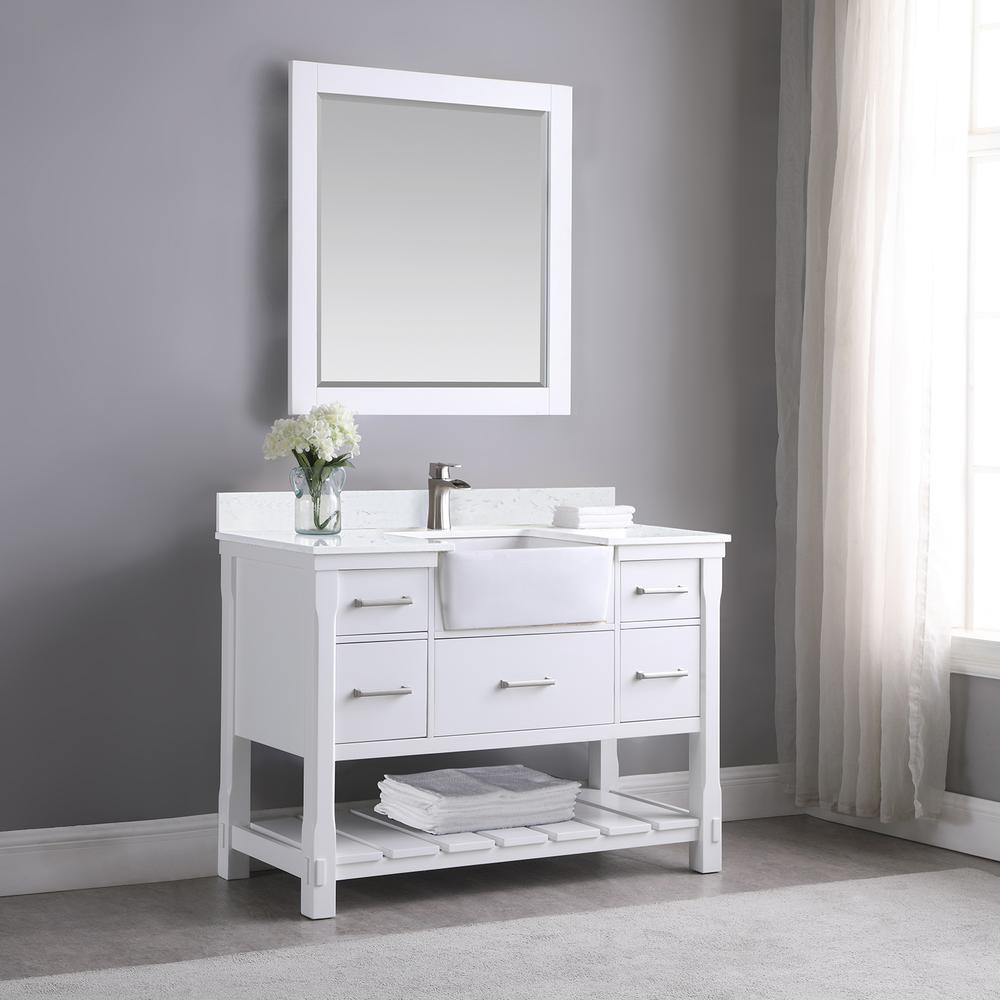 48" Single Bathroom Vanity Set in White with Mirror. Picture 5