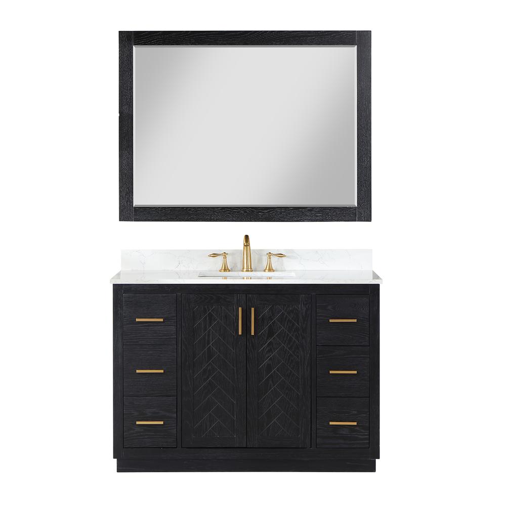 48" Single Bathroom Vanity Set in Black Oak with Mirror. Picture 1