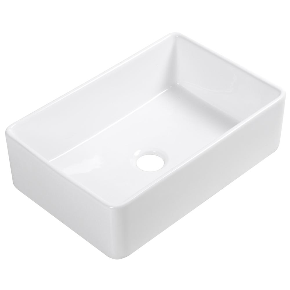 Treviso Glossy White Ceramic Rectangular 30" L x 19.7" W Vessel Bathroom Sink. Picture 1