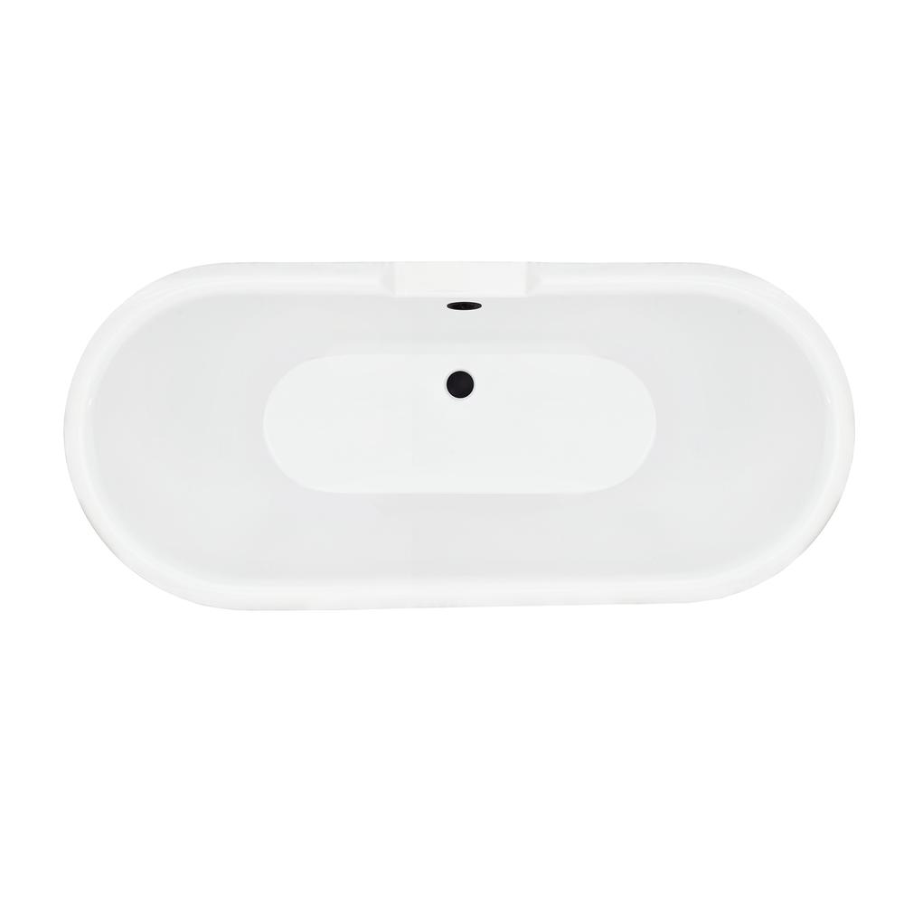 Kerta 67" x 29" Acrylic Clawfoot Soaking Bathtub in Glossy White. Picture 3