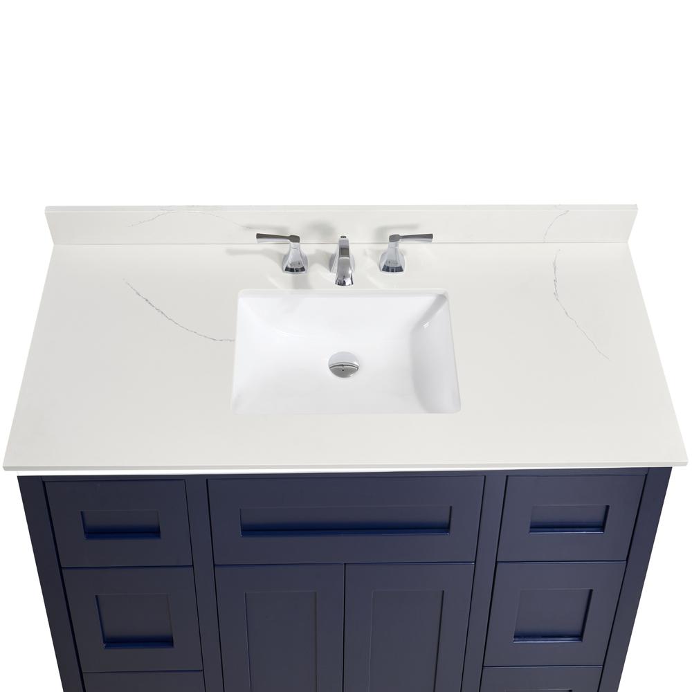 49 in. Composite Stone Vanity Top in Milano White with White Sink. Picture 5