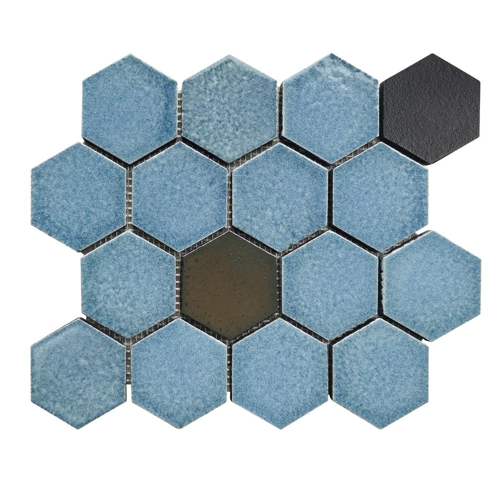 Lugo 12.1" x 10.43" Lava Stone Mosaic Floor and Wall Tile. Picture 1