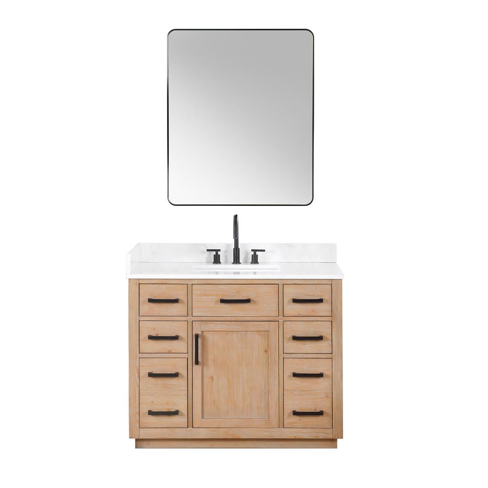 42" Single Bathroom Vanity in Light Brown with Mirror. Picture 1