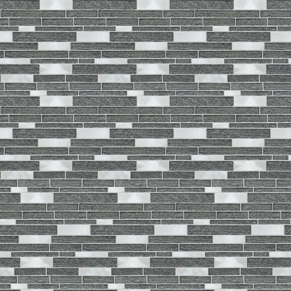 Ardcarn 11.8" x 10.9" Rectangular Laminated Glass Mosaic Mix Aluminum Wall Tile. Picture 5