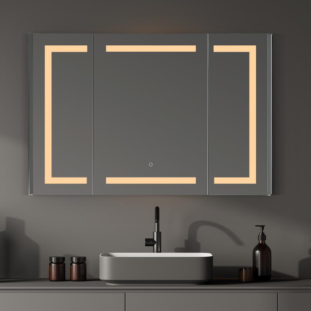Frameless Surface-Mount/Recessed LED Lighted Bathroom Medicine Cabinet. Picture 15
