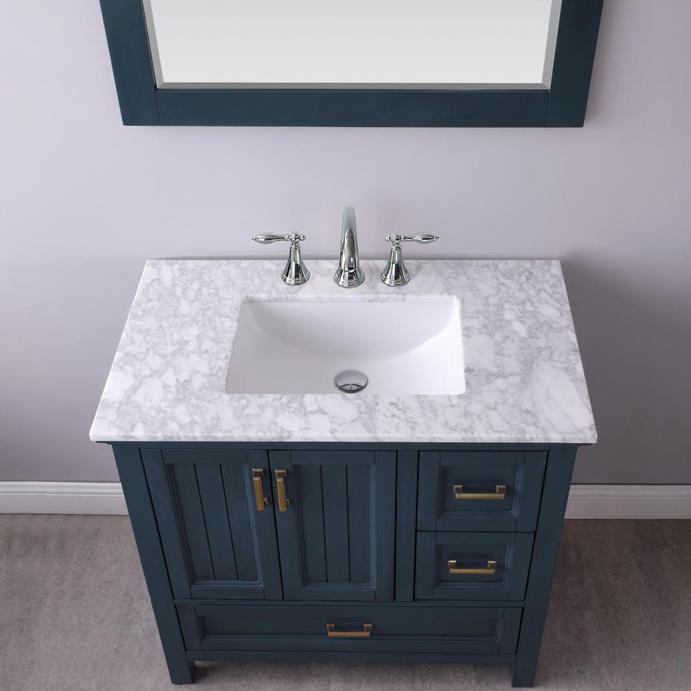 36" Single Bathroom Vanity Set in Classic Blue with Mirror. Picture 6