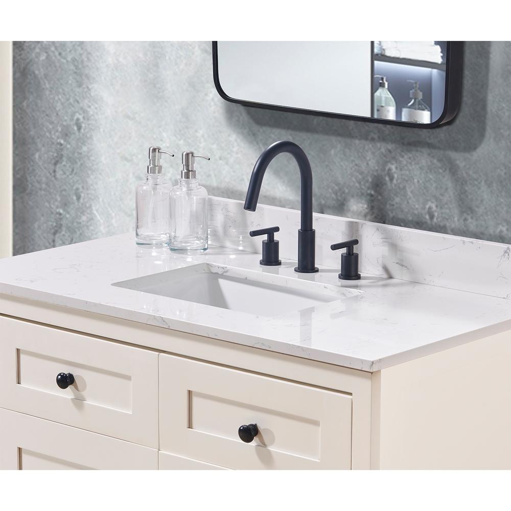 43. in Composite Stone Vanity Top in Aosta White with White Sink. Picture 6