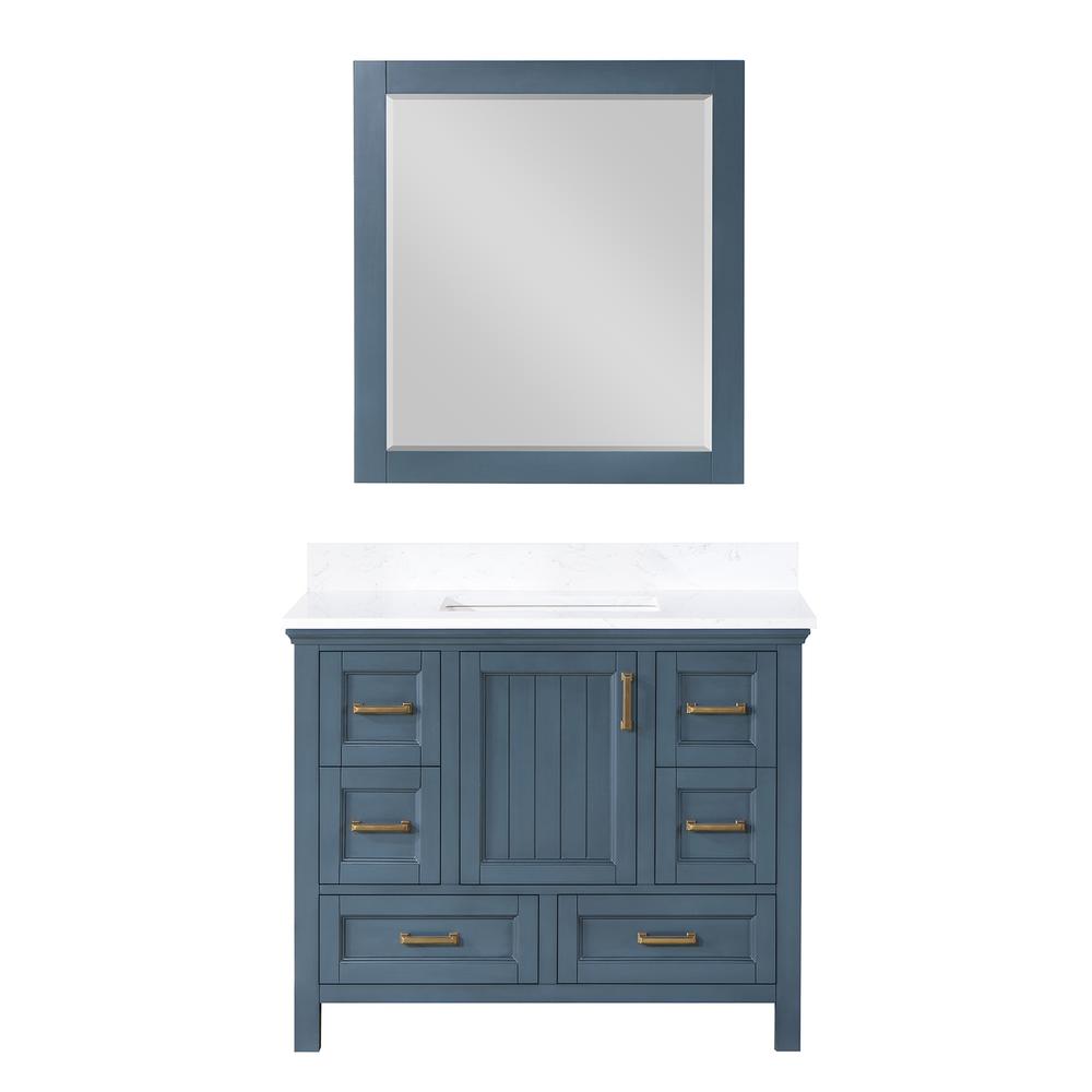 42" Single Bathroom Vanity Set in Classic Blue with Mirror. Picture 1