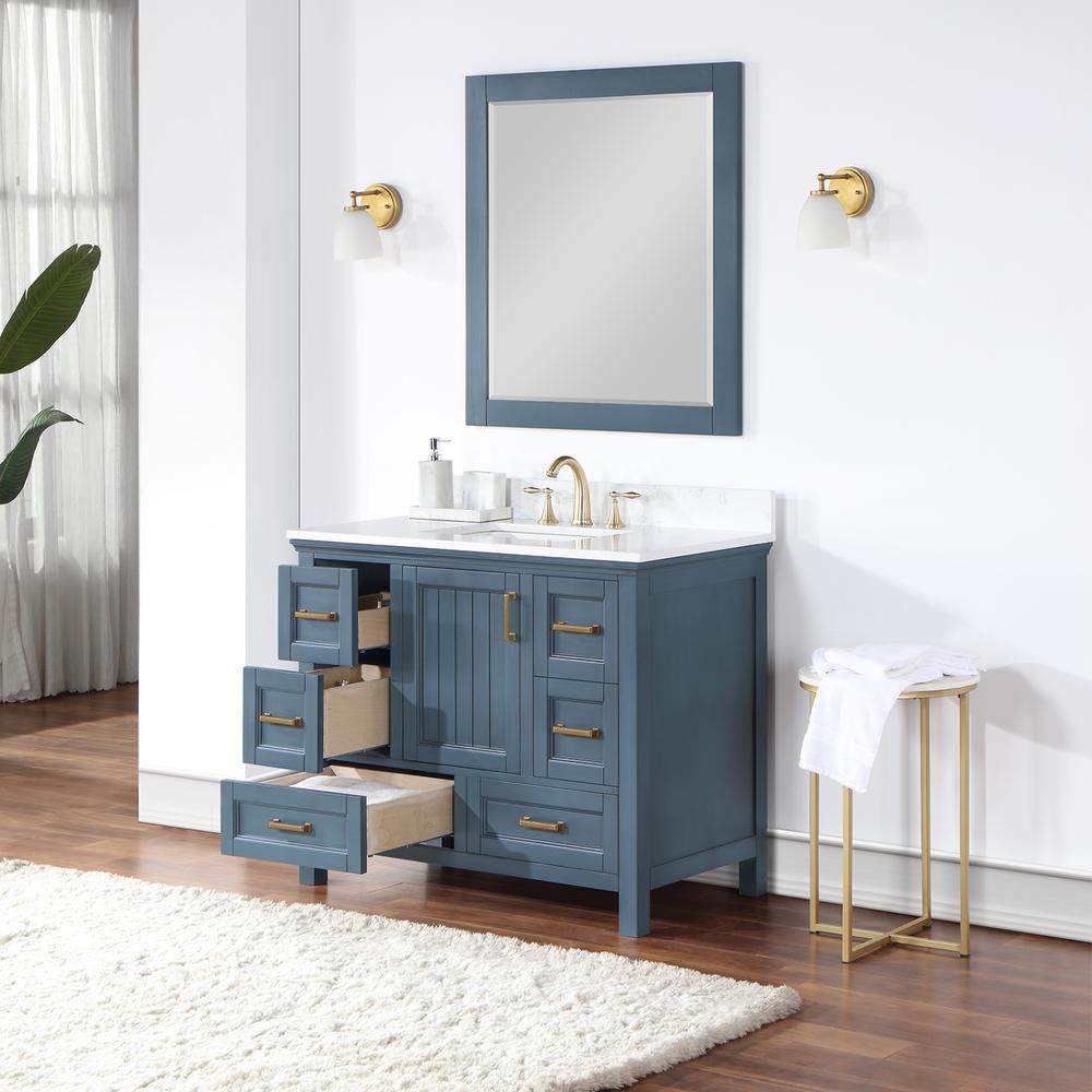 42" Single Bathroom Vanity Set in Classic Blue with Mirror. Picture 5
