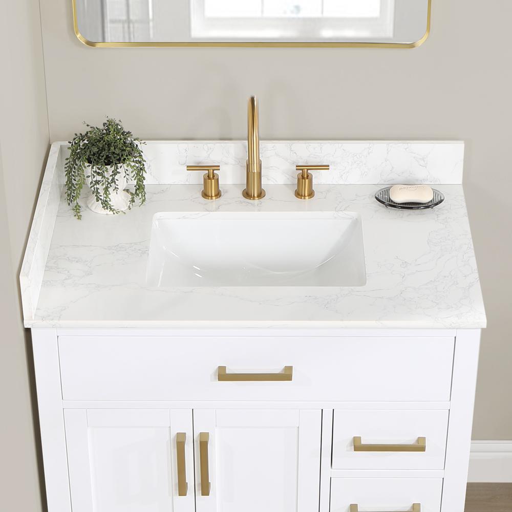 36" Single Bathroom Vanity in White without Mirror. Picture 6