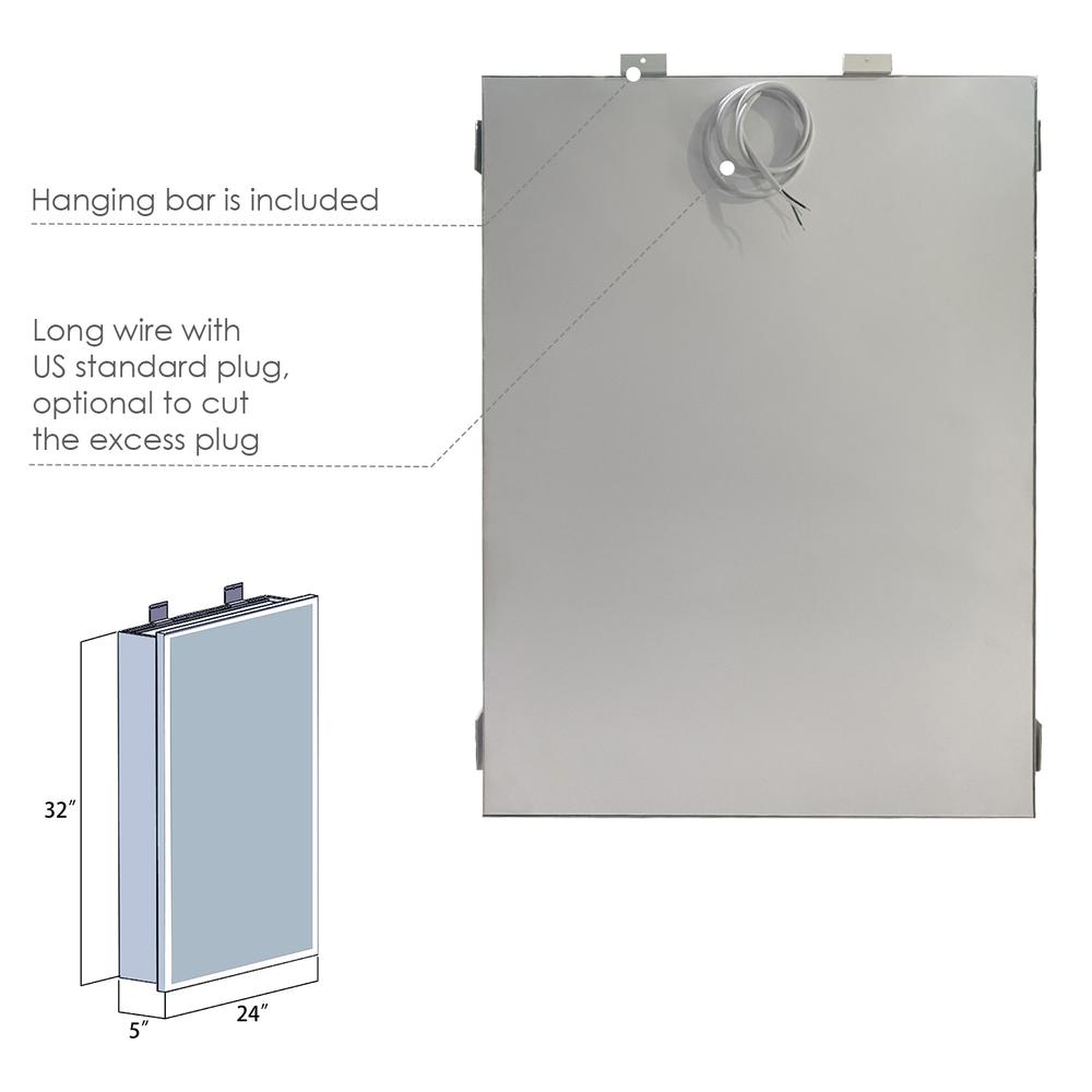 Frameless Surface-Mount/Recessed LED Lighted Bathroom Medicine Cabinet. Picture 3