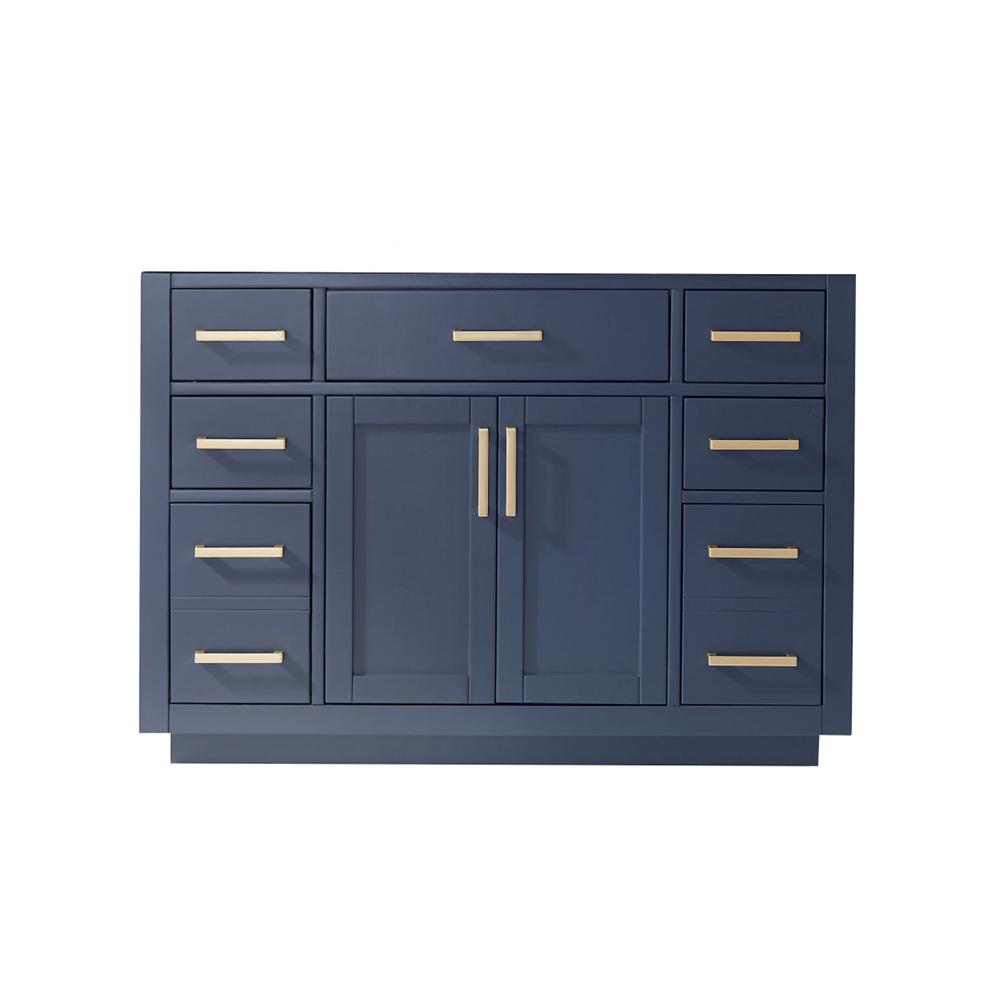 Single Bathroom Vanity Cabinet Only in Royal Blue and Mirror, without Countertop. Picture 2