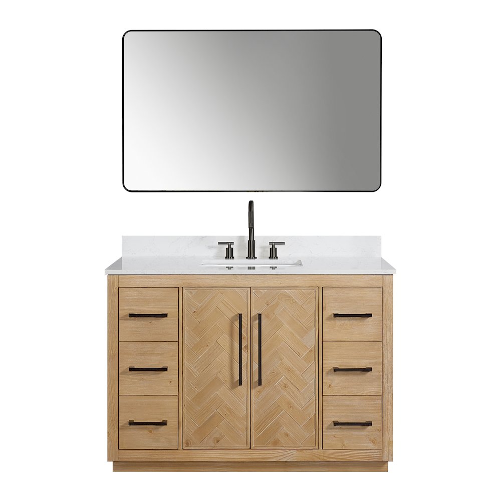 Bellavia 48" Single Bathroom Vanity Grain White Engineered Stone Countertop. Picture 1