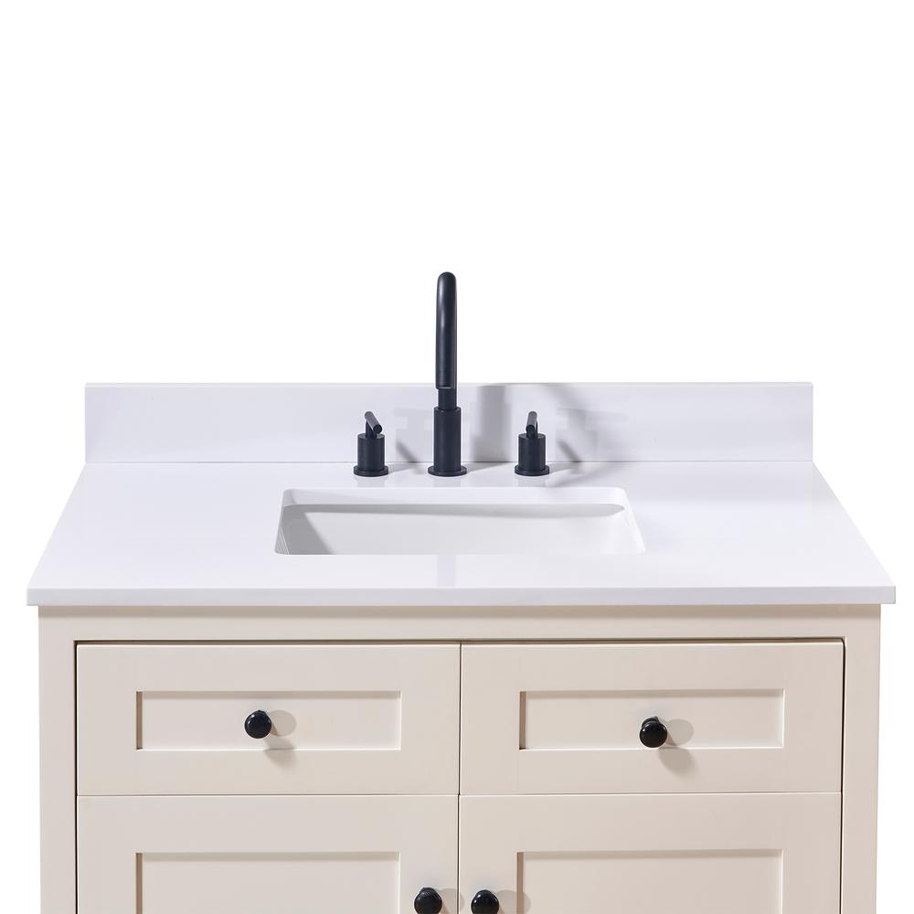 37. in Composite Stone Vanity Top in Snow White with White Sink. Picture 4