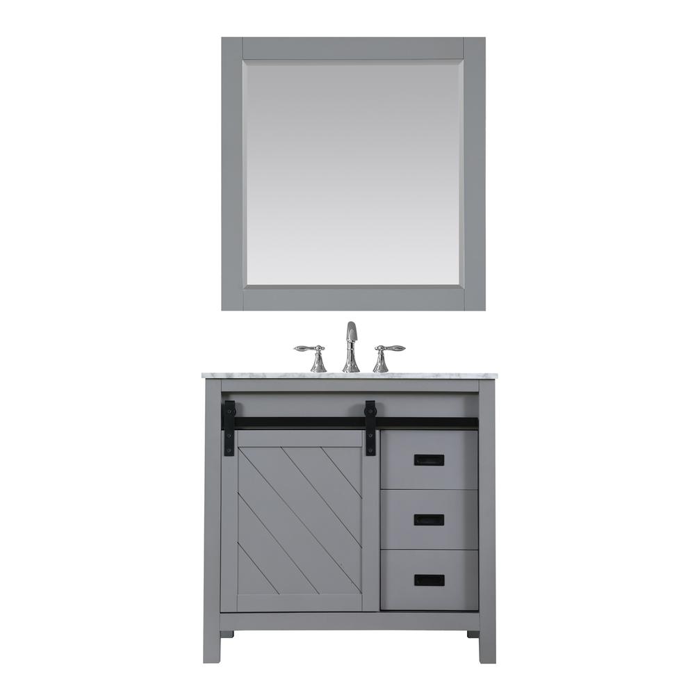 36" Single Bathroom Vanity Set in Gray with Mirror. Picture 2