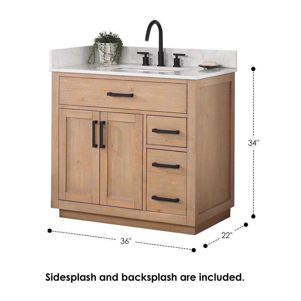 36" Single Bathroom Vanity in Light Brown with Mirror. Picture 3