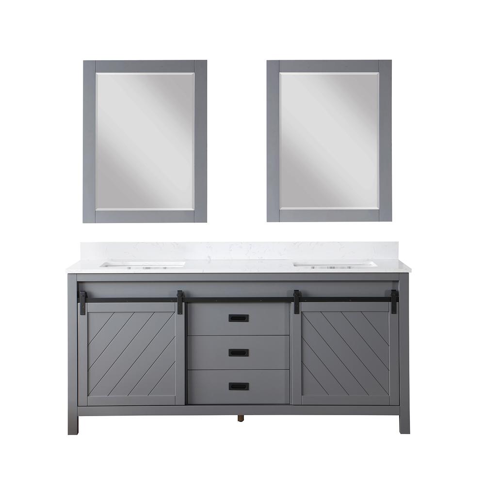 72" Double Bathroom Vanity Set in Gray with Mirror. Picture 1