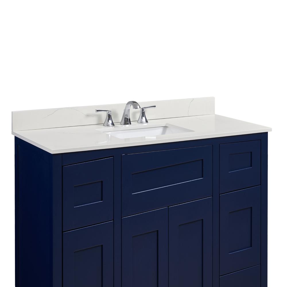 49 in. Composite Stone Vanity Top in Milano White with White Sink. Picture 7