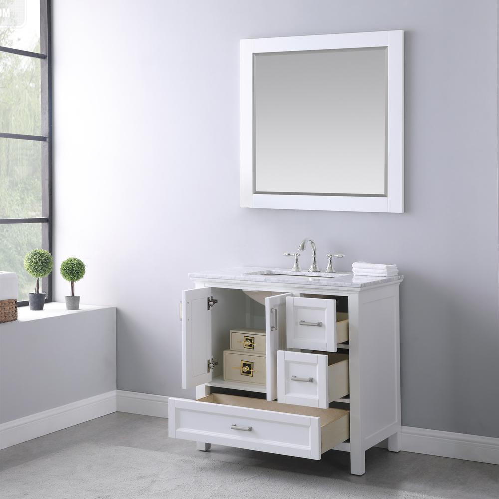 36" Single Bathroom Vanity Set in White with Mirror. Picture 5