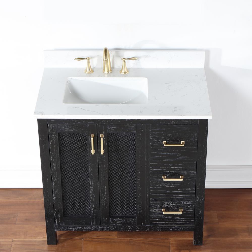 36" Single Bathroom Vanity Set in Black Oak without Mirror. Picture 7