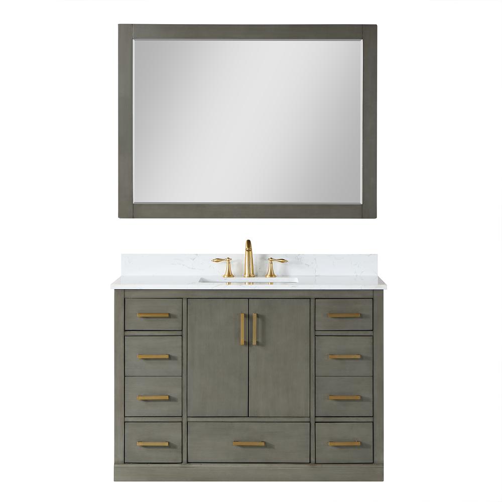 48" Single Bathroom Vanity Set in Gray Pine with Mirror. Picture 1