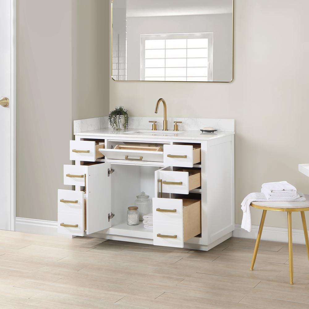 48" Single Bathroom Vanity in White without Mirror. Picture 7