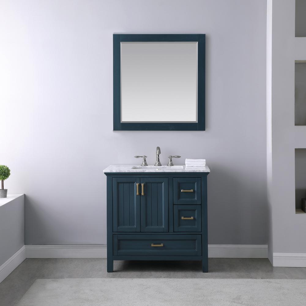 36" Single Bathroom Vanity Set in Classic Blue with Mirror. Picture 3