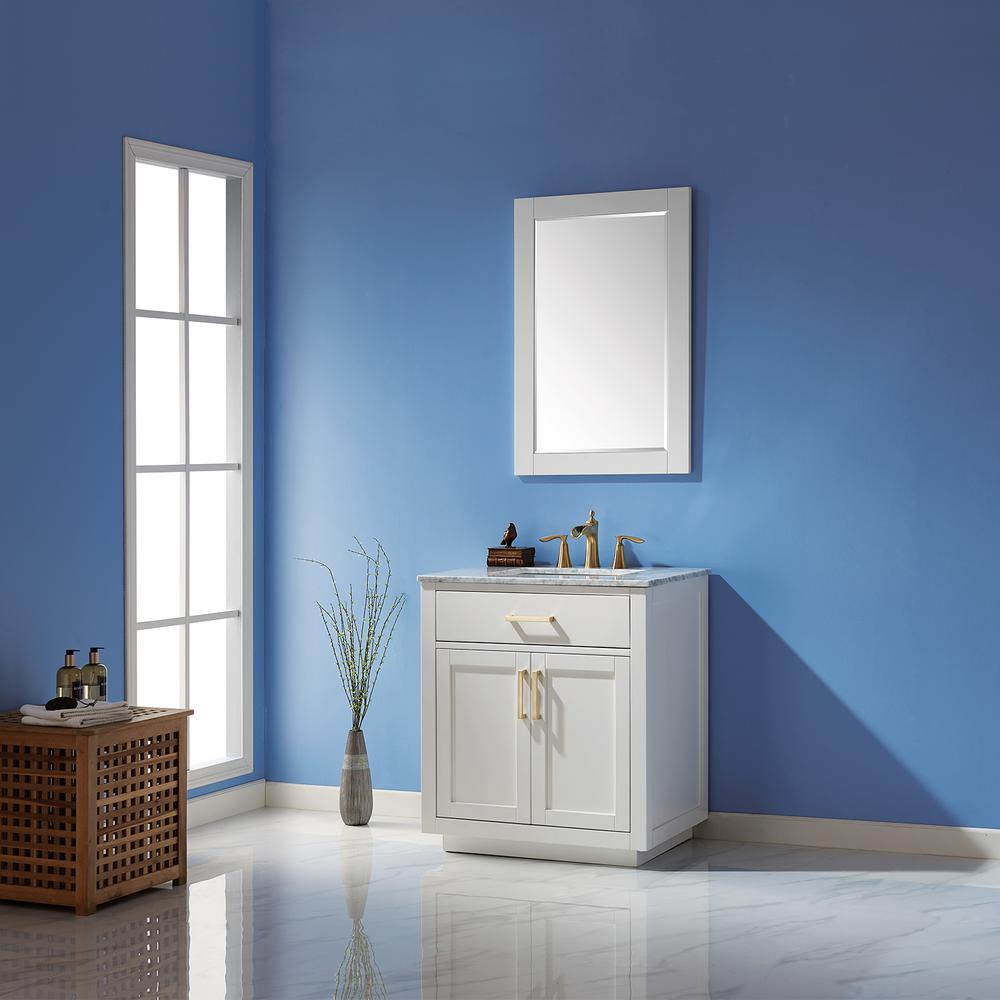 30" Single Bathroom Vanity Set in White with Mirror. Picture 4