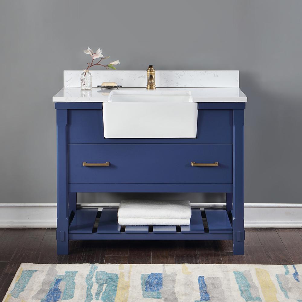 42" Single Bathroom Vanity Set in Jewelry Blue without Mirror. Picture 3