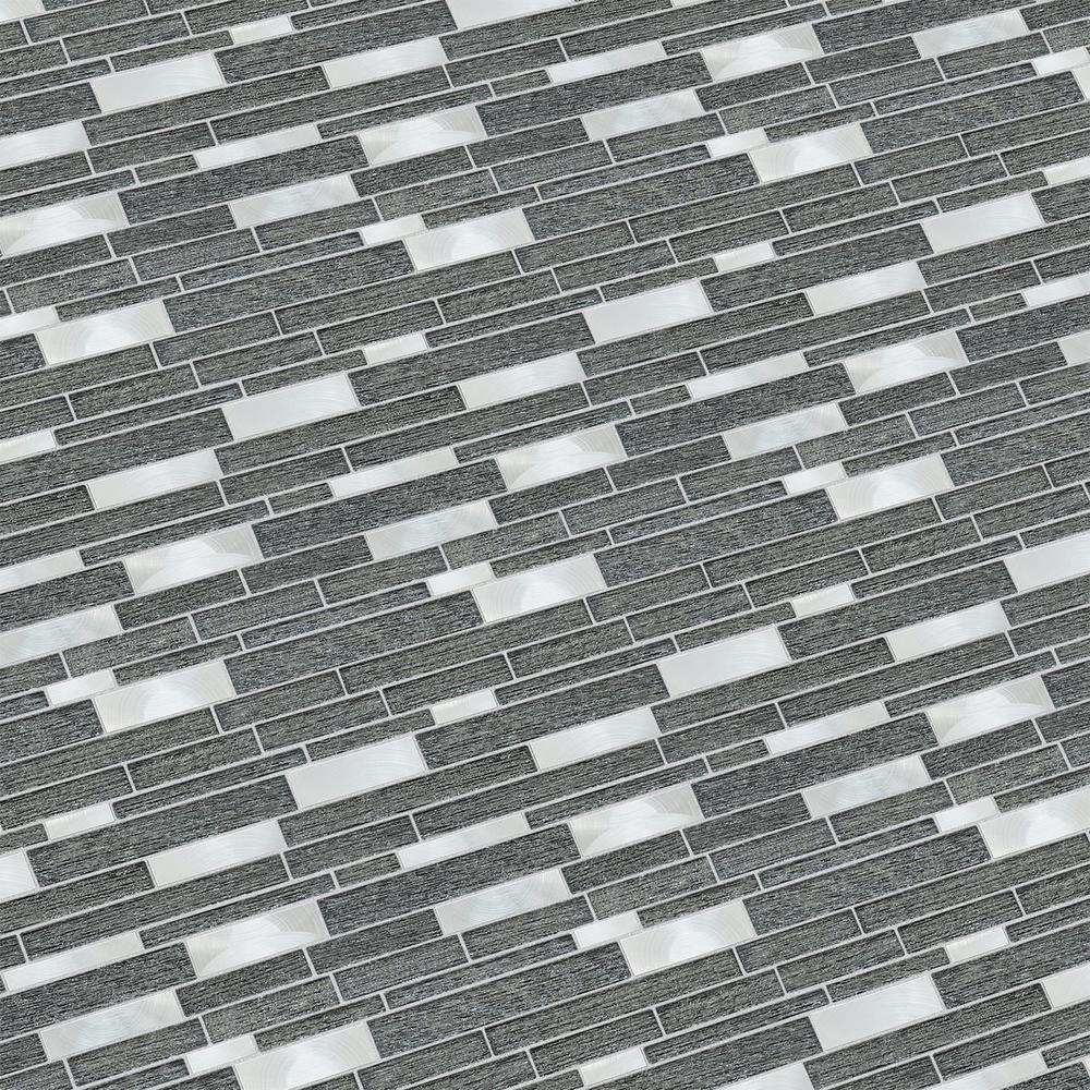 Ardcarn 11.8" x 10.9" Rectangular Laminated Glass Mosaic Mix Aluminum Wall Tile. Picture 7