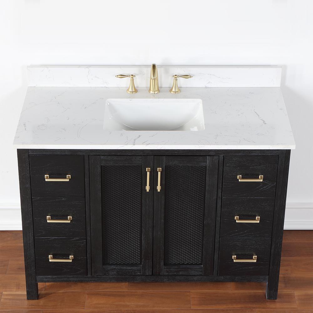 48" Single Bathroom Vanity Set in Black Oak without Mirror. Picture 6